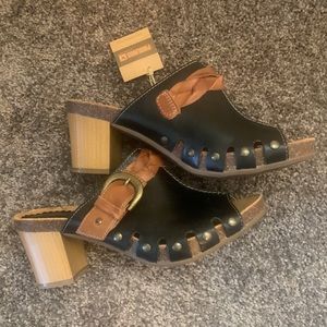 NWT PIKOLINOS Praha Slide Sandals/Heels Sz 38 or 7-7.5 Med 3 Inch Heel